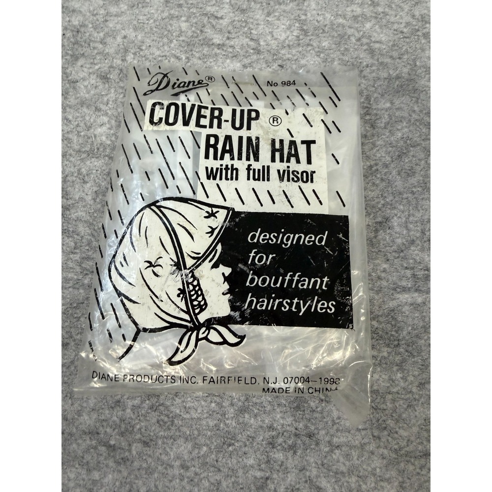 Vintage 60's Diane Cover-Up Rain Hat w/Full Visor Design For Bouffant Hairstyles